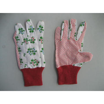 Pink PVC Dotted Palm Cotton Garden Work Glove